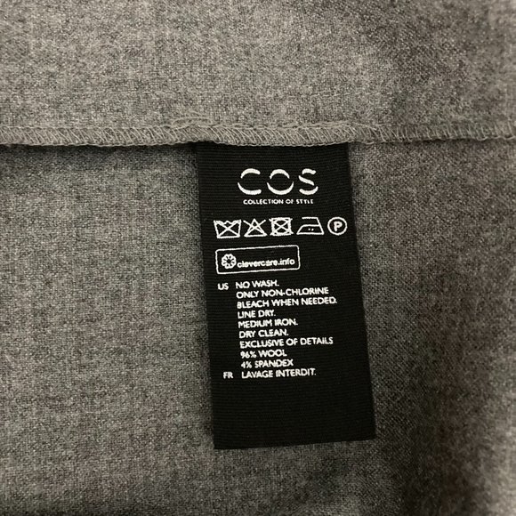 COS Lightweight Wool Shirt Jacket Size 4 Grey Button Up Collarless Shacket - Picture 8 of 9
